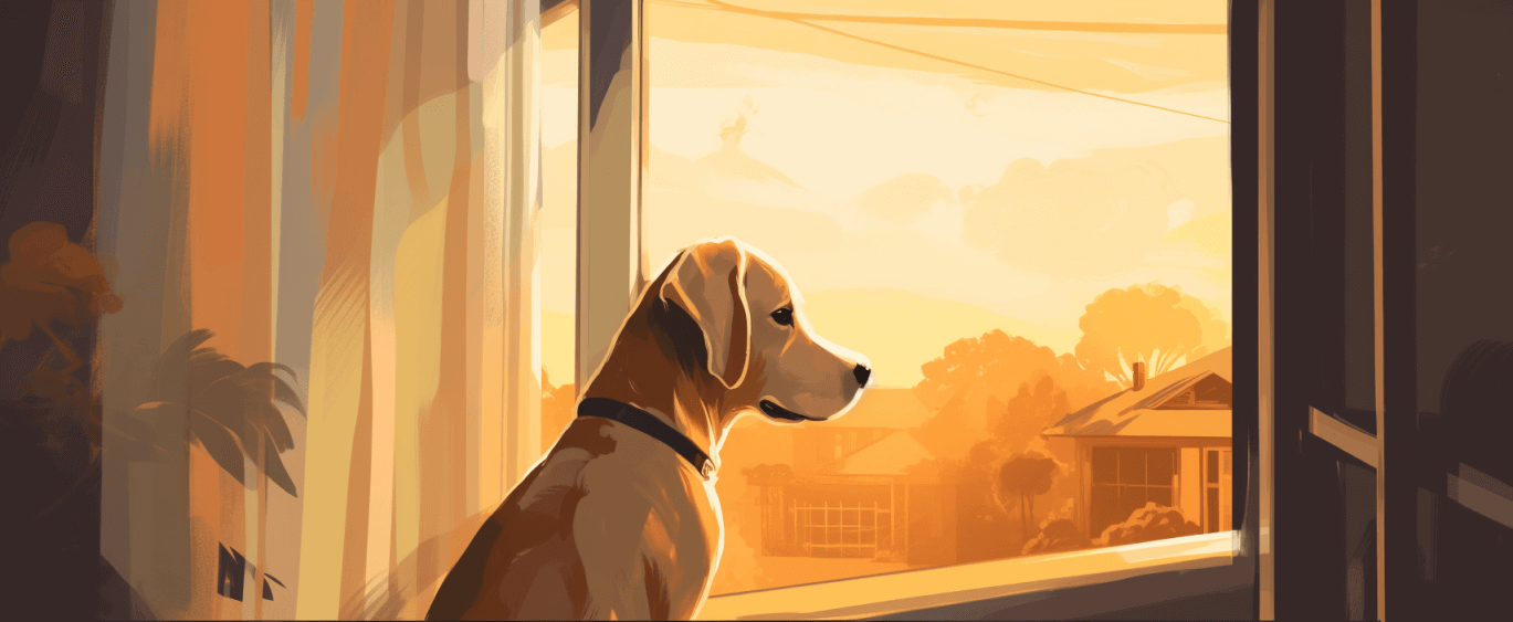 un perro mirando afuera de una ventana en los angeles