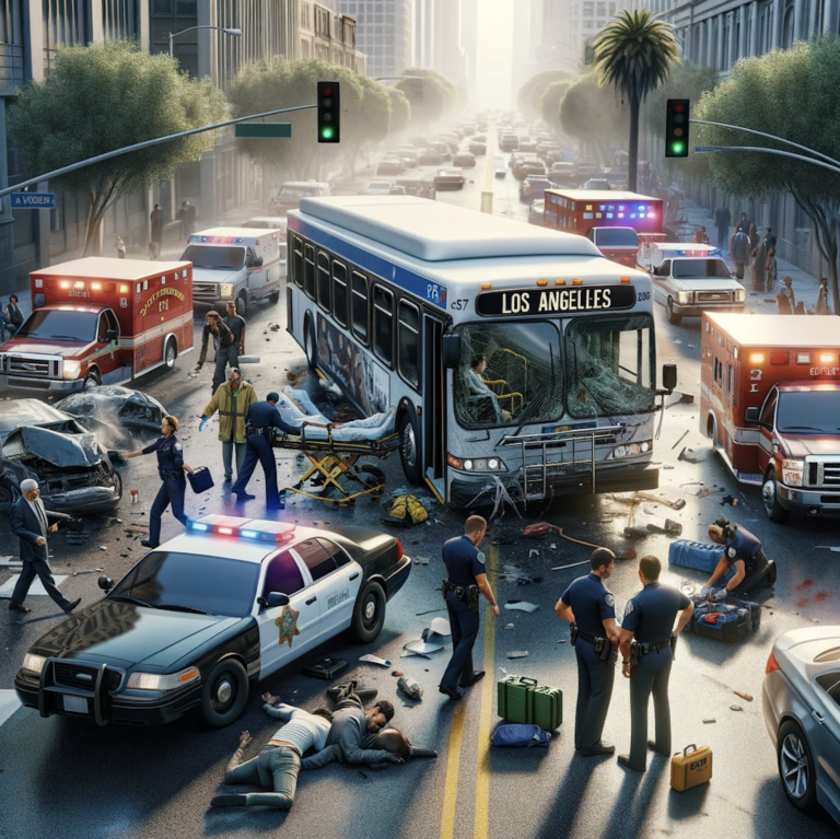 Pasos después de un accidente de autobús en Los Ángeles