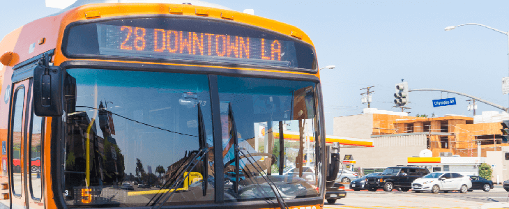 los angeles bus about to cause a bus accident