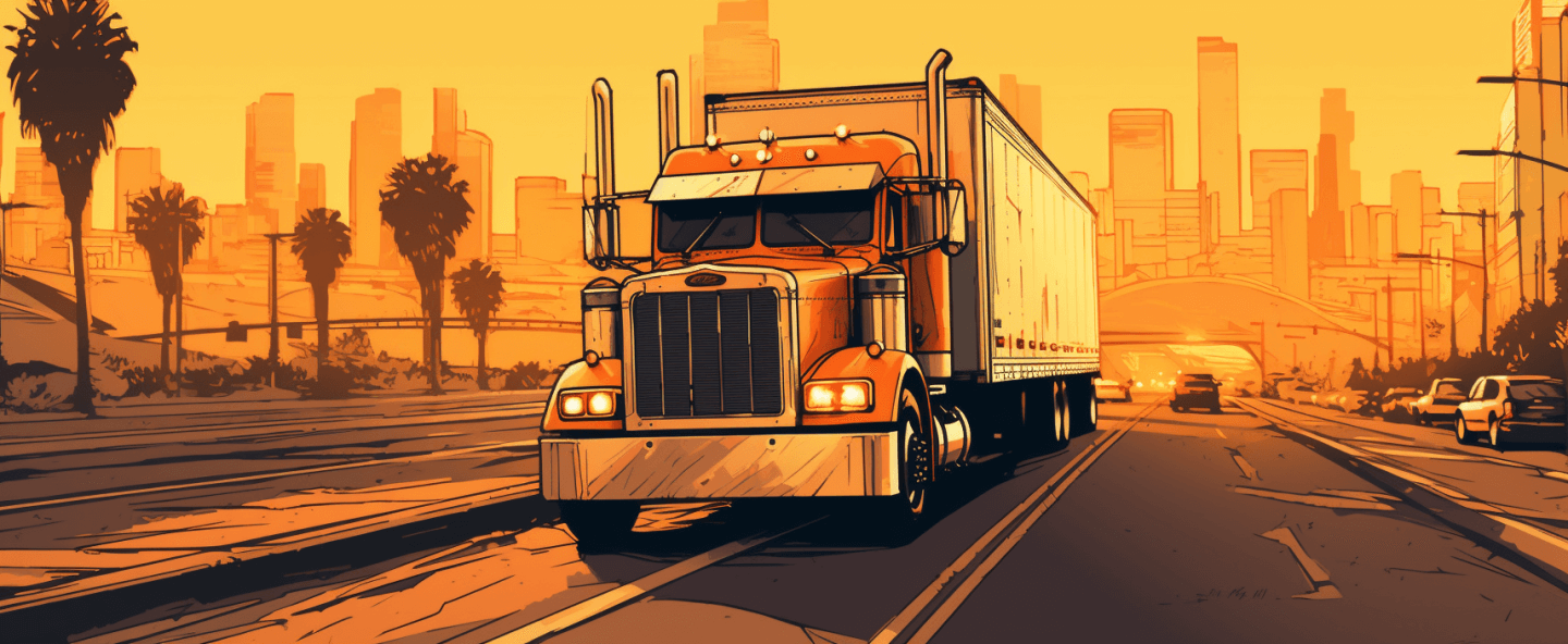 truck driving on the streets of los angeles