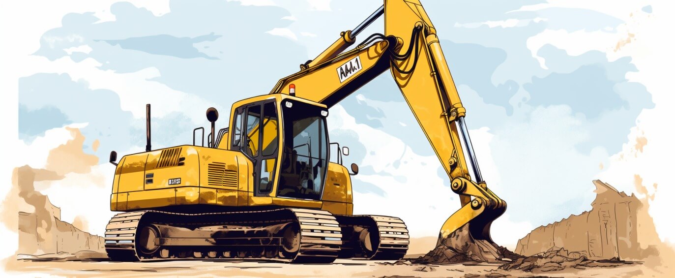 heavy equipment of an excavator in the city of los angeles